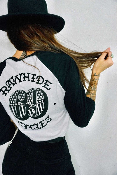 Rawhide Cycles x Austin Maples 69 Baseball Tee