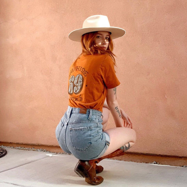 Rawhide Cycles x Austin Maples 69 Tee in Vintage Orange