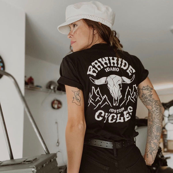 Rawhide Cycles Cow Skull Pocket Tee
